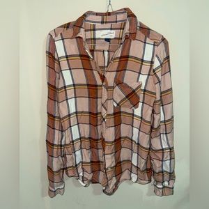Brown toned flannel button down! $5